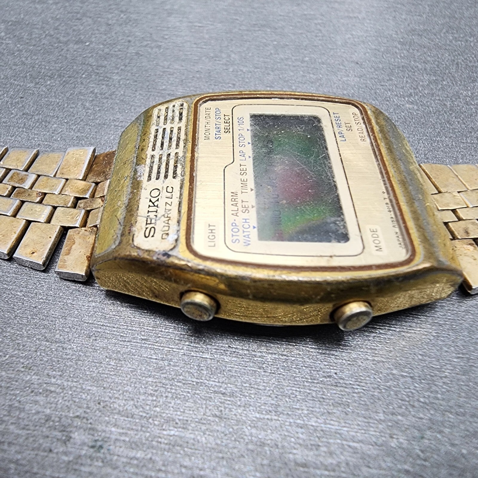 Seiko Digital Watch Men 33mm Gold Tone Alarm Chronograph A1594029 PARTS6