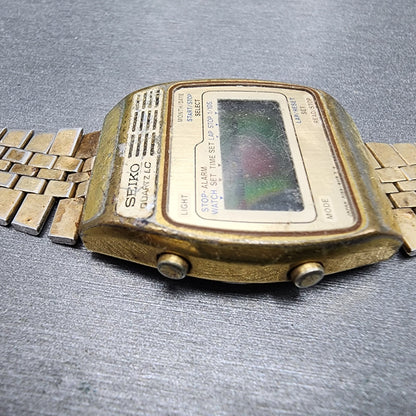 Seiko Digital Watch Men 33mm Gold Tone Alarm Chronograph A1594029 PARTS6