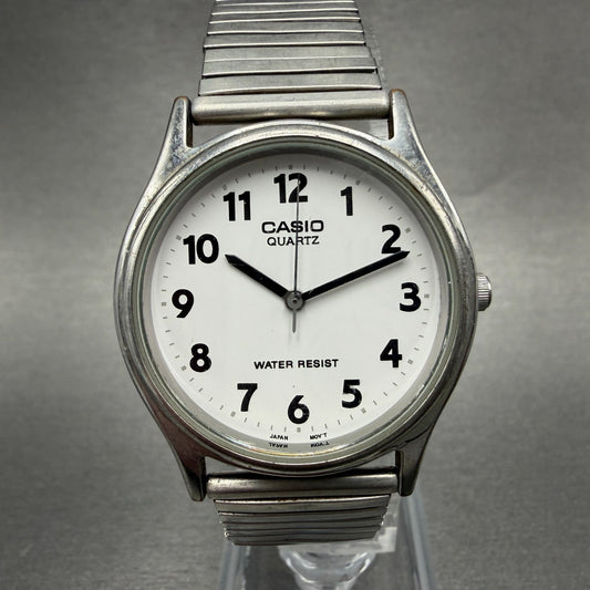 Casio Watch Unisex 32mm White Dial Silver Tone Round MQ410 New Battery ABC VTG0