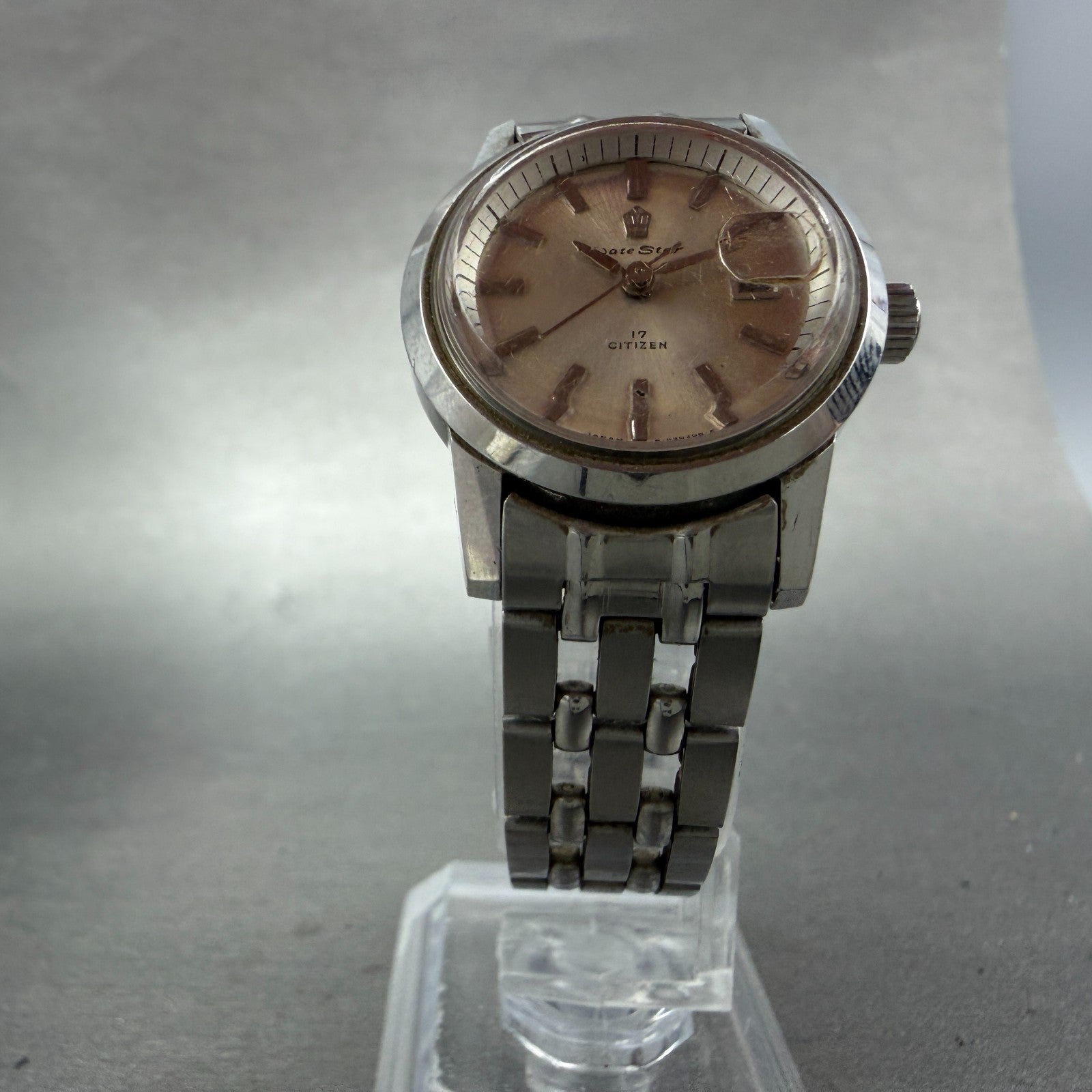 Citizen Date Star Watch Women 26mm Silver Dial Silver Tone Manual 4-530217K Runs5