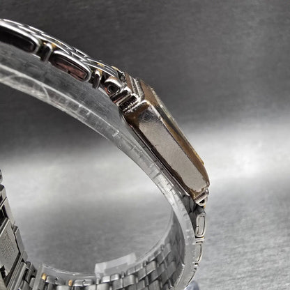 Seiko Watch Women 18mm White Dial Two Tone Rectangle V401-5849 New Battery3