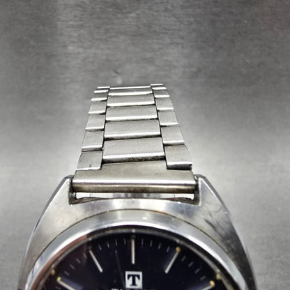 Tissot Watch Men 34mm Blue Dial Silver Tone Daydate Round Vintage Quartz PARTS5