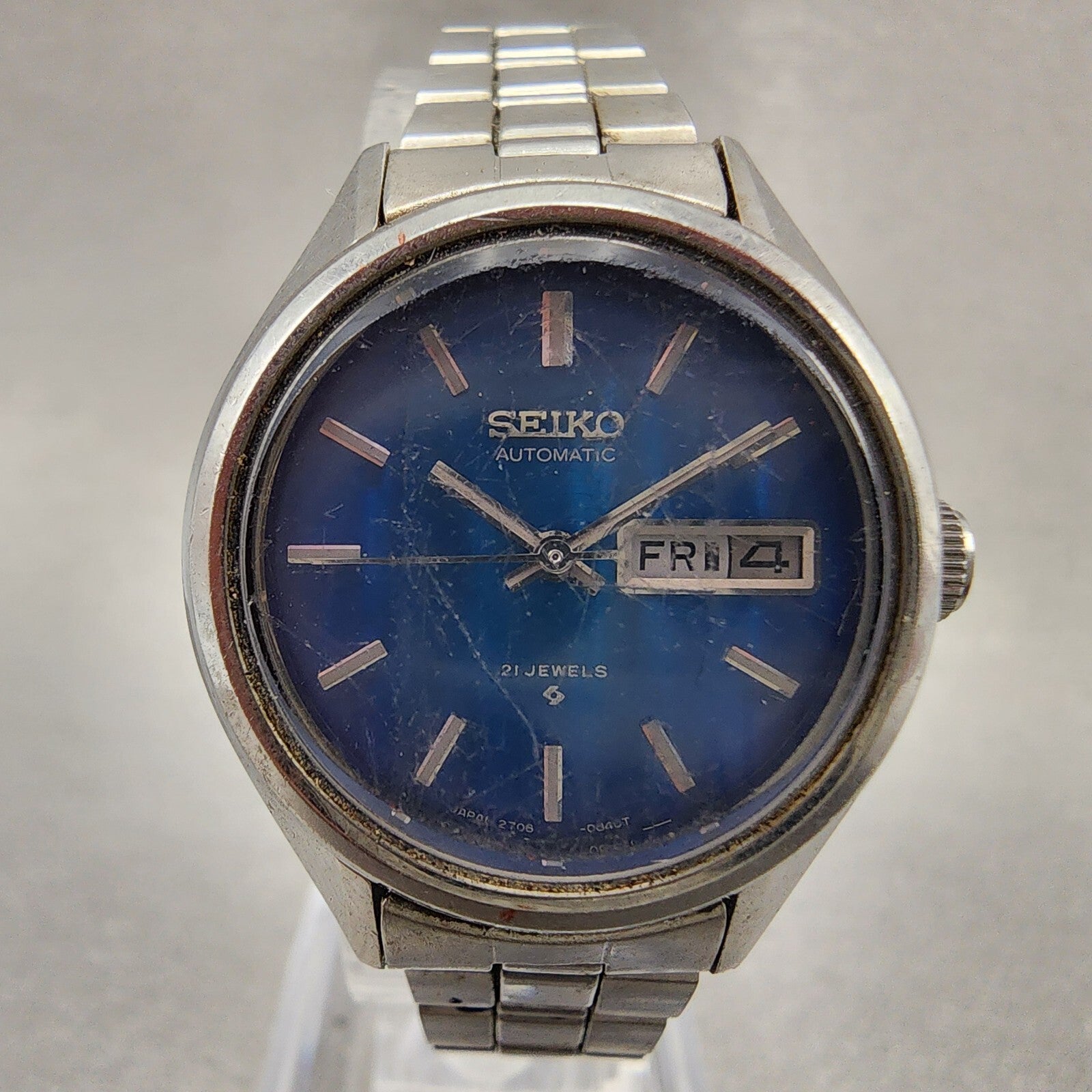 Seiko Automatic Watch Women 27mm Blue Dial Stainless Steel Daydate Round Runs1