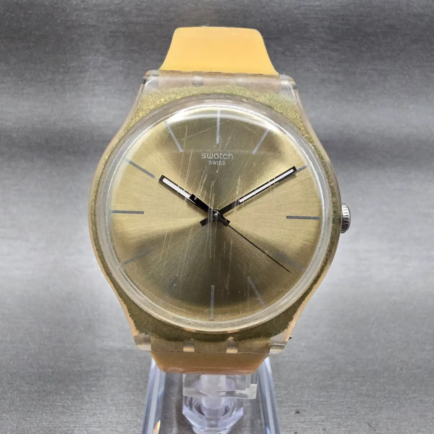 Swatch Golden Rebel Watch Men 41mm Gold Dial Gold Tone Round SUOZ119 New Battery0