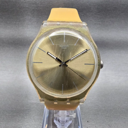 Swatch Golden Rebel Watch Men 41mm Gold Dial Gold Tone Round SUOZ119 New Battery0