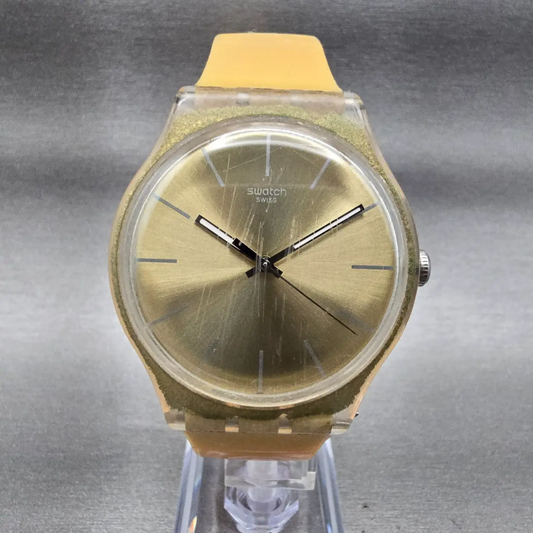 Swatch Golden Rebel Watch Men 41mm Gold Dial Gold Tone Round SUOZ119 New Battery0