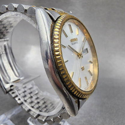 Seiko SQ President Watch Men 36mm Silver Dial Two Tone Daydate 5y238a61 PARTS4