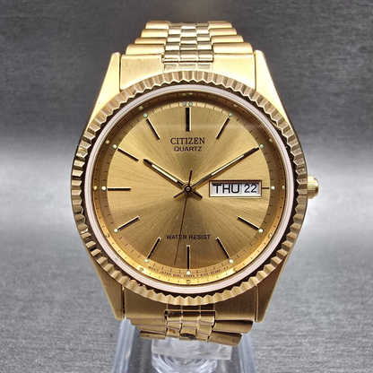 Citizen President Watch Men 35mm Gold Dial Gold Daydate 6100-R00391 New Batt JP0