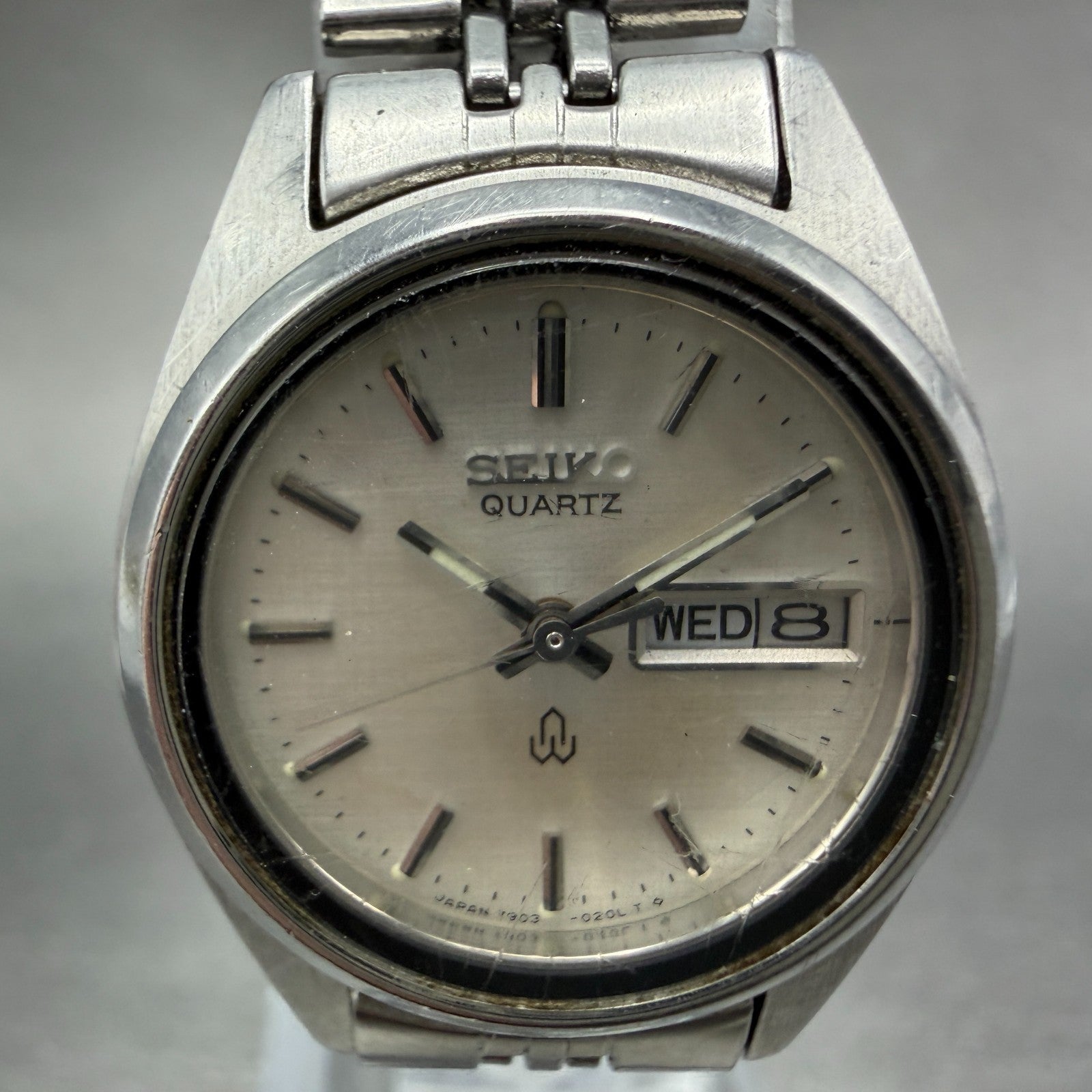 Seiko Watch Women 25mm Silver Dial Silver Tone Daydate 7903-0090 New Battery1