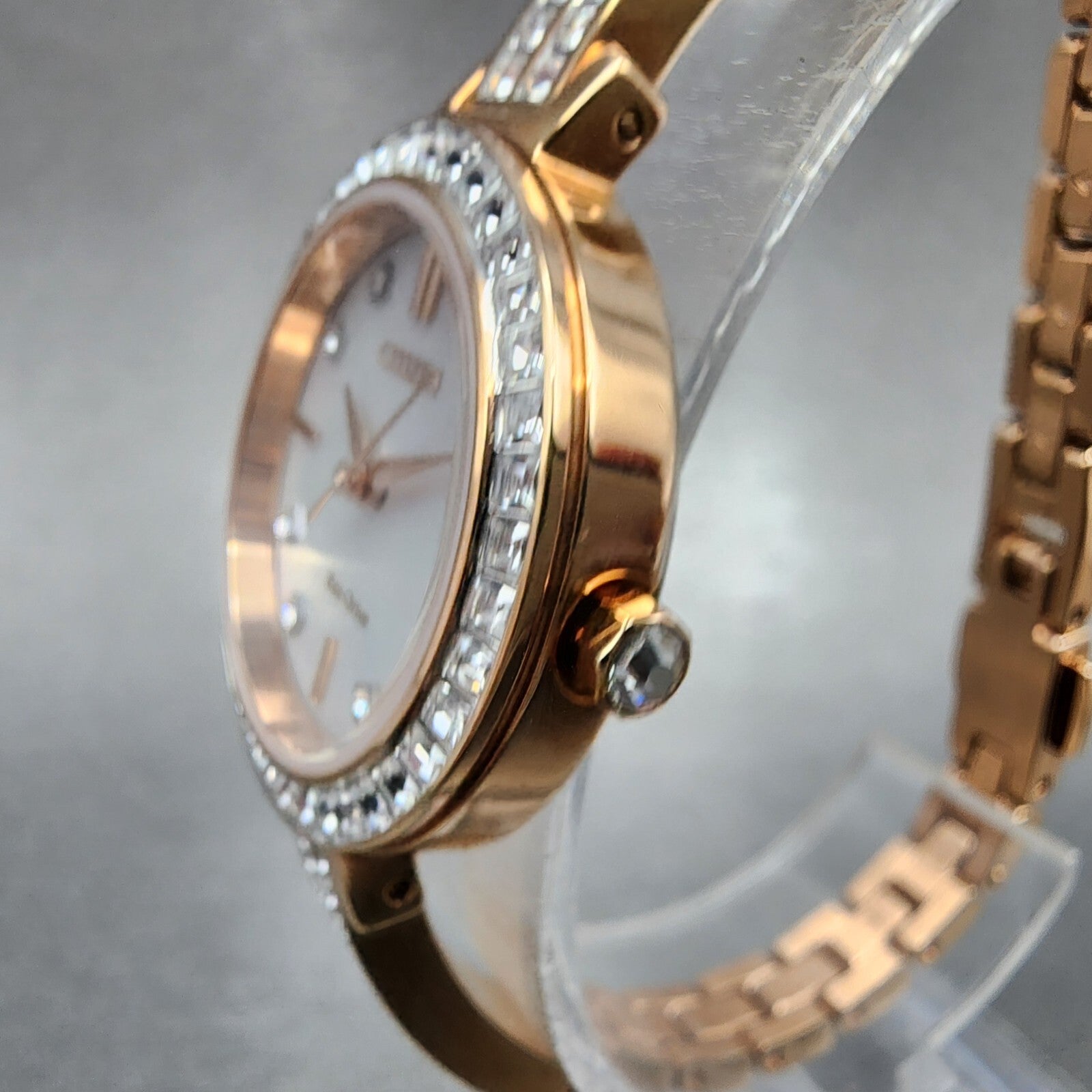Citizen EcoDrive Silhouette Crystal Watch Women 25mm MOP Dial Rose Gold Tone2