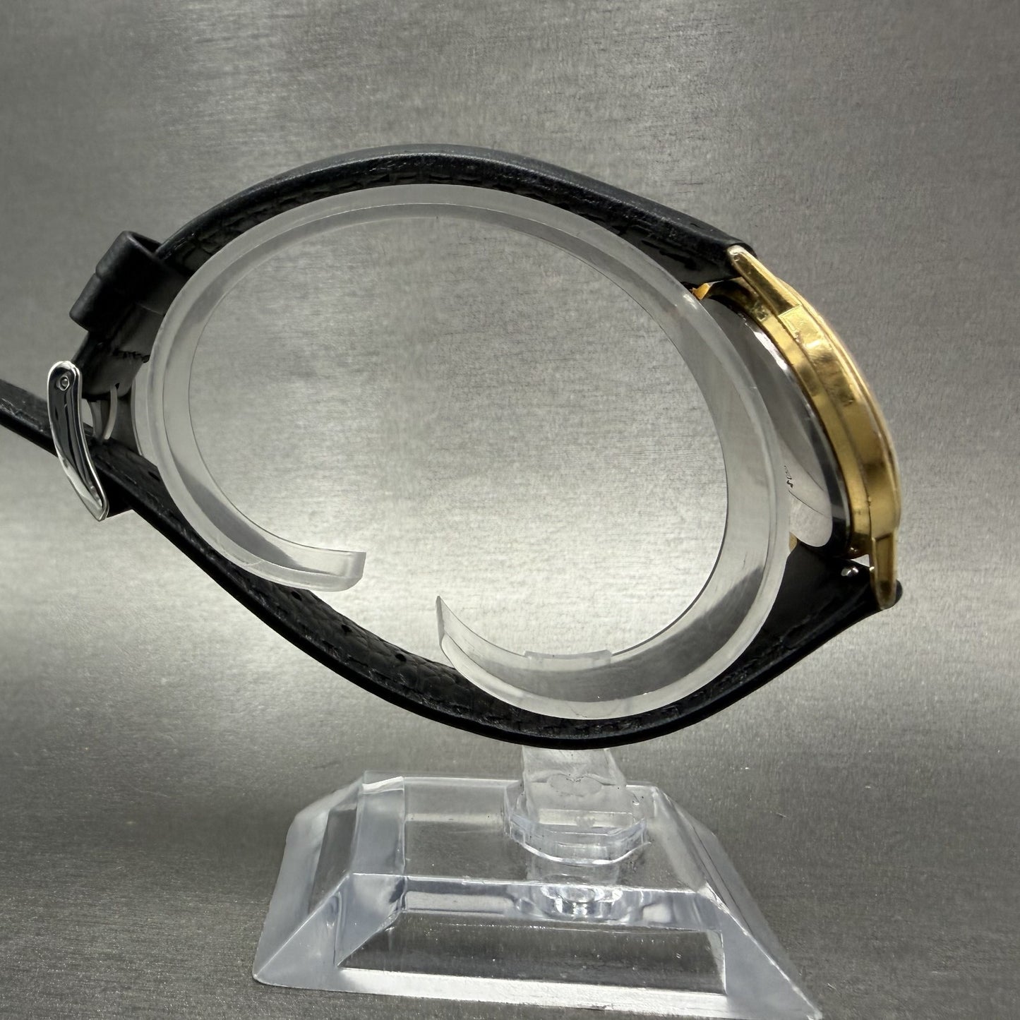 Seiko Watch Men 32mm Black Dial Gold Tone Round 2620-0209 New Battery Dress8