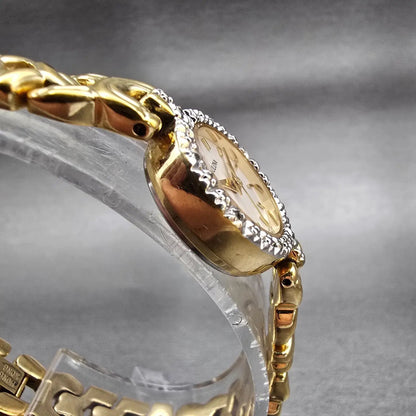 Bulova Watch Women 19mm White Dial Gold Tone Diamond Round 98R38 New Battery3