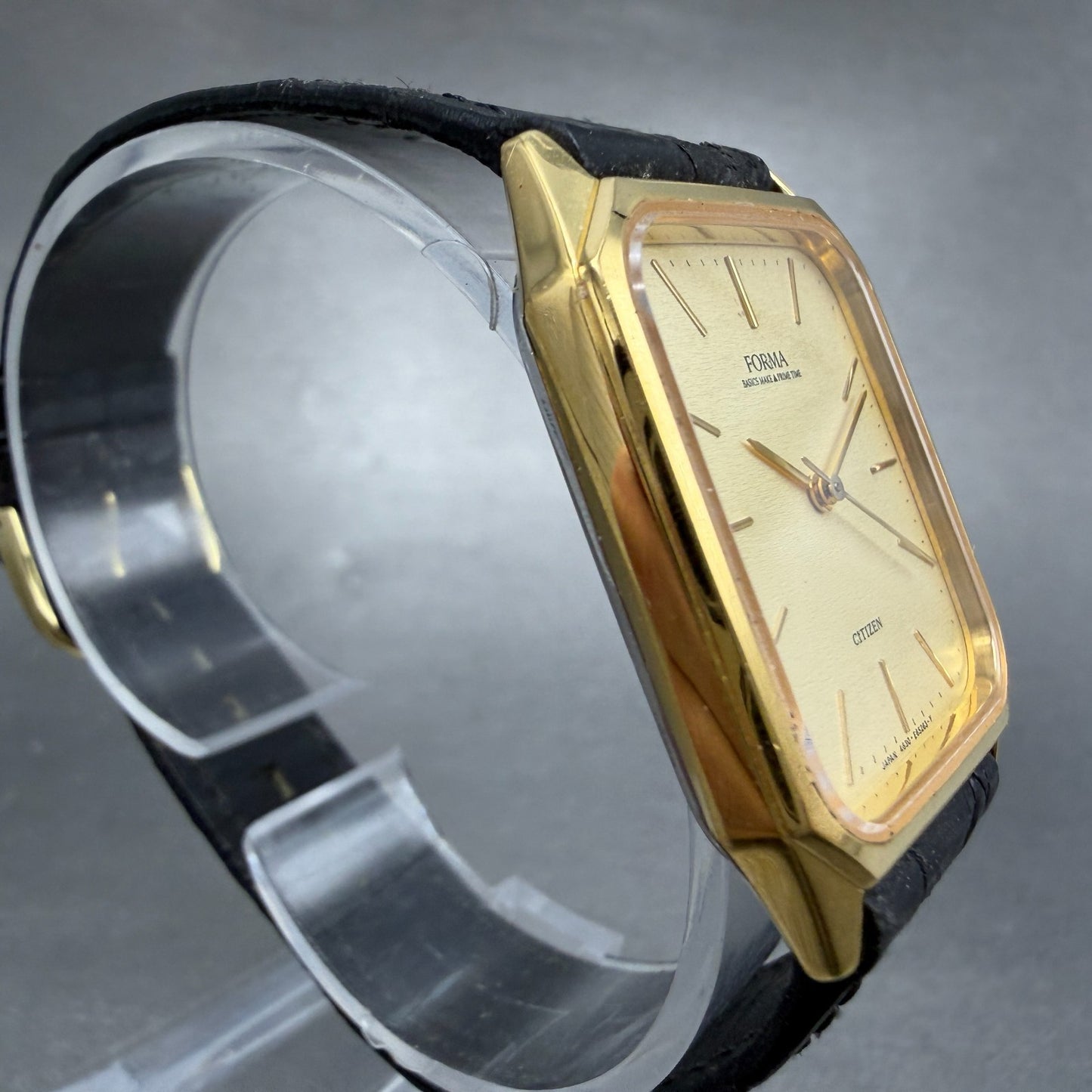 Citizen Forma Tank Watch Men 28mm Champagne Dial Gold Tone 4630-E63018 New Batt3