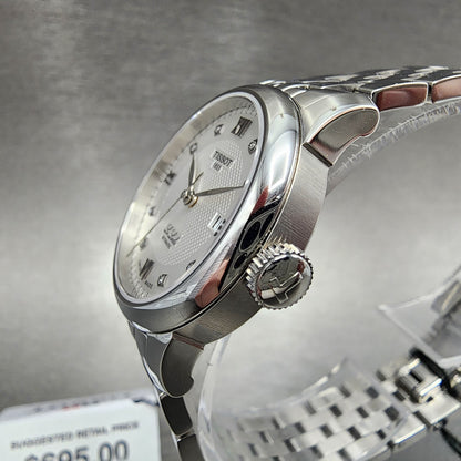 Tissot Le Locle Automatic Watch Women 29mm Silver Dial Diamond Accent Date Steel
