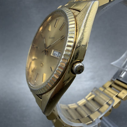 Seiko SQ President Watch Men 37mm Gold Dial Gold Tone Daydate New Battery READ!!2
