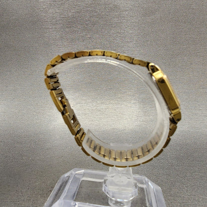Seiko Watch Women 15mm Black Dial Gold Tone Octagon 4N005071 New Battery B1238