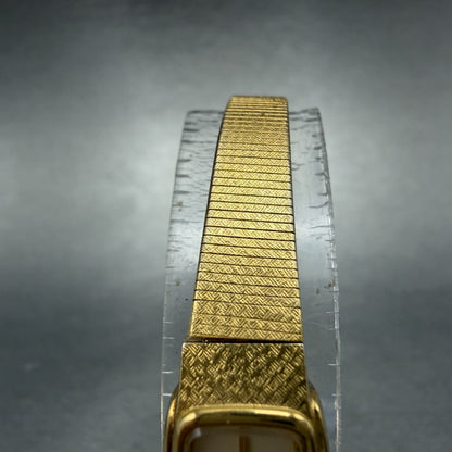 Seiko Tank Watch Women 13mm White Dial Gold Tone Rectangle 2e20-5010 New Batt J74