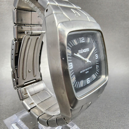 Nixon The Manual Watch Women 32mm Black Dial Silver Tone Rectangle New Battery3