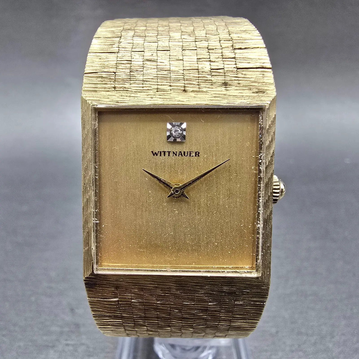 Wittnauer Tank Watch Men 25mm Gold Dial Gold Tone Rectangle VTG PARTS0