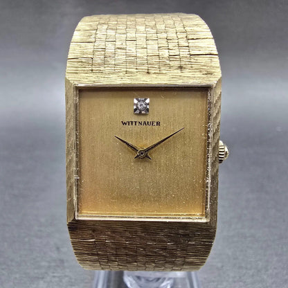Wittnauer Tank Watch Men 25mm Gold Dial Gold Tone Rectangle VTG PARTS0