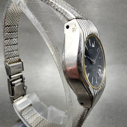 Seiko Watch Women 18mm Black Dial Silver Tone Round 16-0219 New Battery VTG3