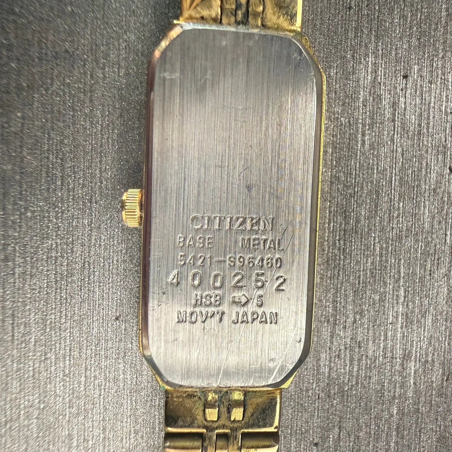 Citizen Watch Women 13mm Champagne Dial Gold Tone Rectangle 5421-S96460 New Batt10