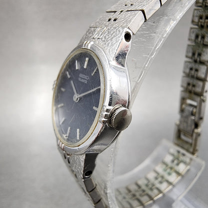 Seiko Watch Women 20mm Black Dial Silver Tone Round 14000250 New Battery READ!!2