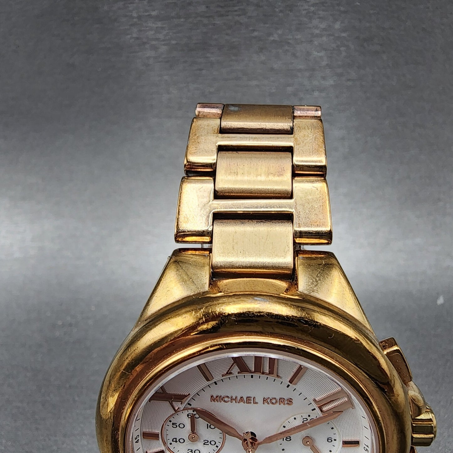 Michael Kors Camille Chronograph Watch Women 43mm White Dial Rose Gold New Batt3
