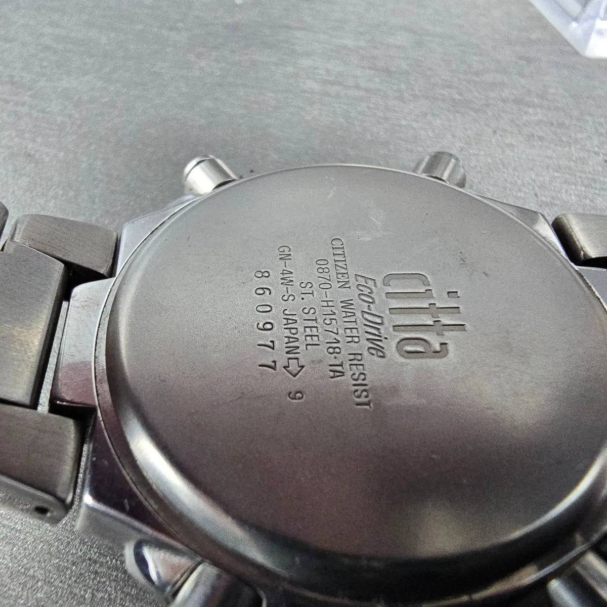 Citizen Eco-Drive Citta Chronograph Watch Men 37mm Blue Dial Steel 0870-H15 PART10