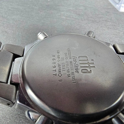 Citizen Eco-Drive Citta Chronograph Watch Men 37mm Blue Dial Steel 0870-H15 PART10
