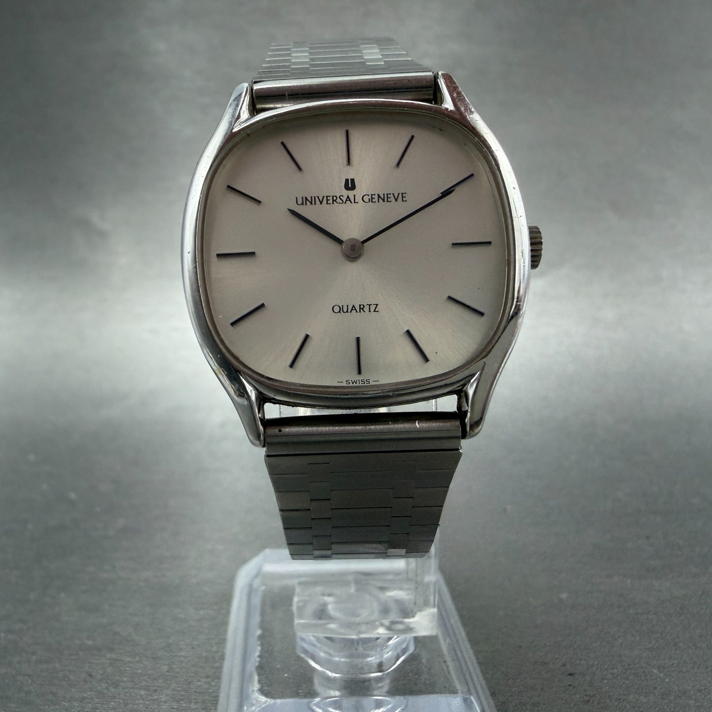 Universal Geneve Watch Men 31mm Silver Dial Stainless Steel Oval 743226 Newbat5