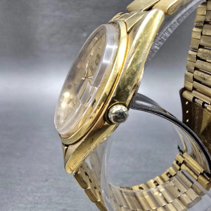 Seiko SQ Watch Men 33mm Champagne Dial Gold Tone Date READ!!!! 5y22-6009 New Bat2