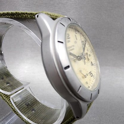 Seiko ALBA Azure Watch Men 33mm Cream Dial Silver Tone Daydate Round New Battery3