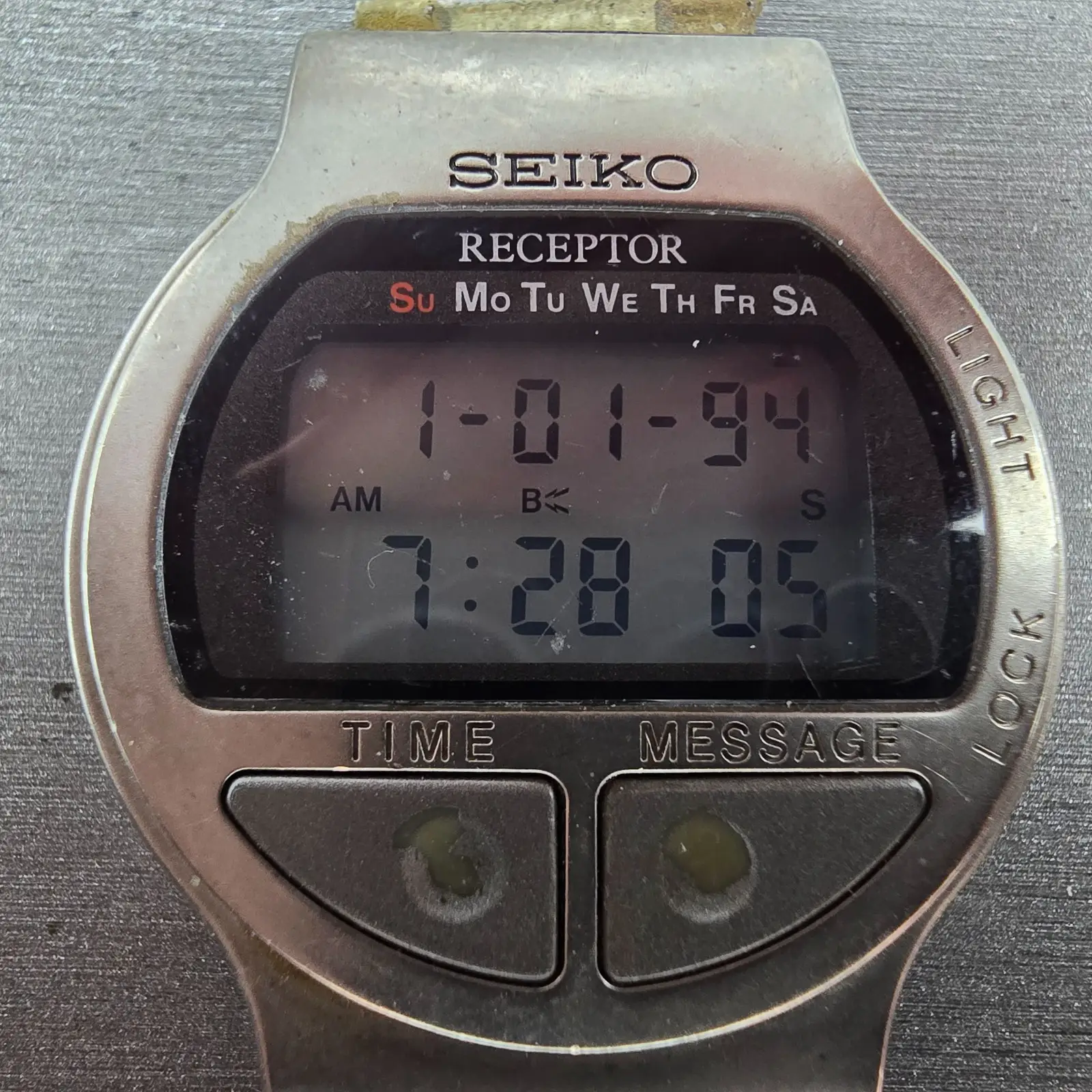 Seiko Receptor Watch Men 38mm Black Dial Silver Tone Daydate READ MA52 New BattL1