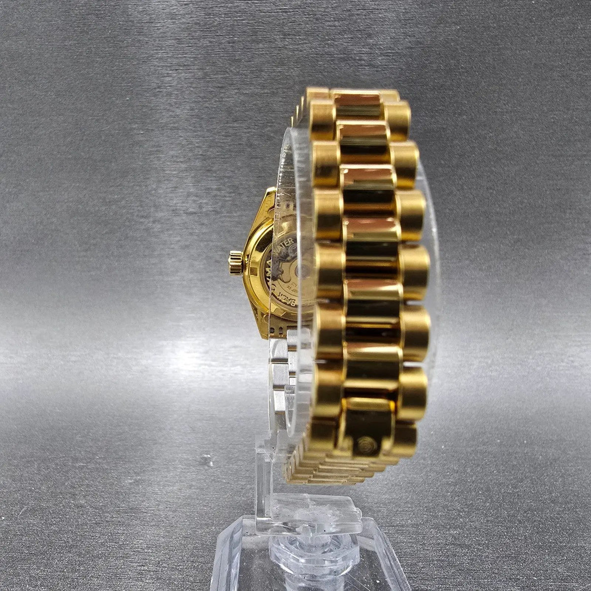 Cyma President Watch Women 26mm Gold Dial Gold Case Automatic Date Round WBox9