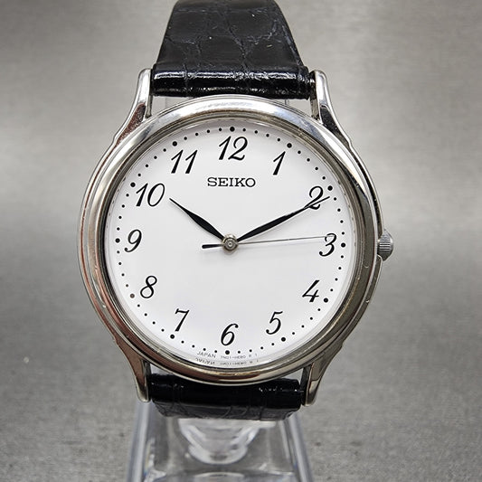 Seiko Watch Men 33mm White Dial Silver Tone Round 7n016910 New Battery0