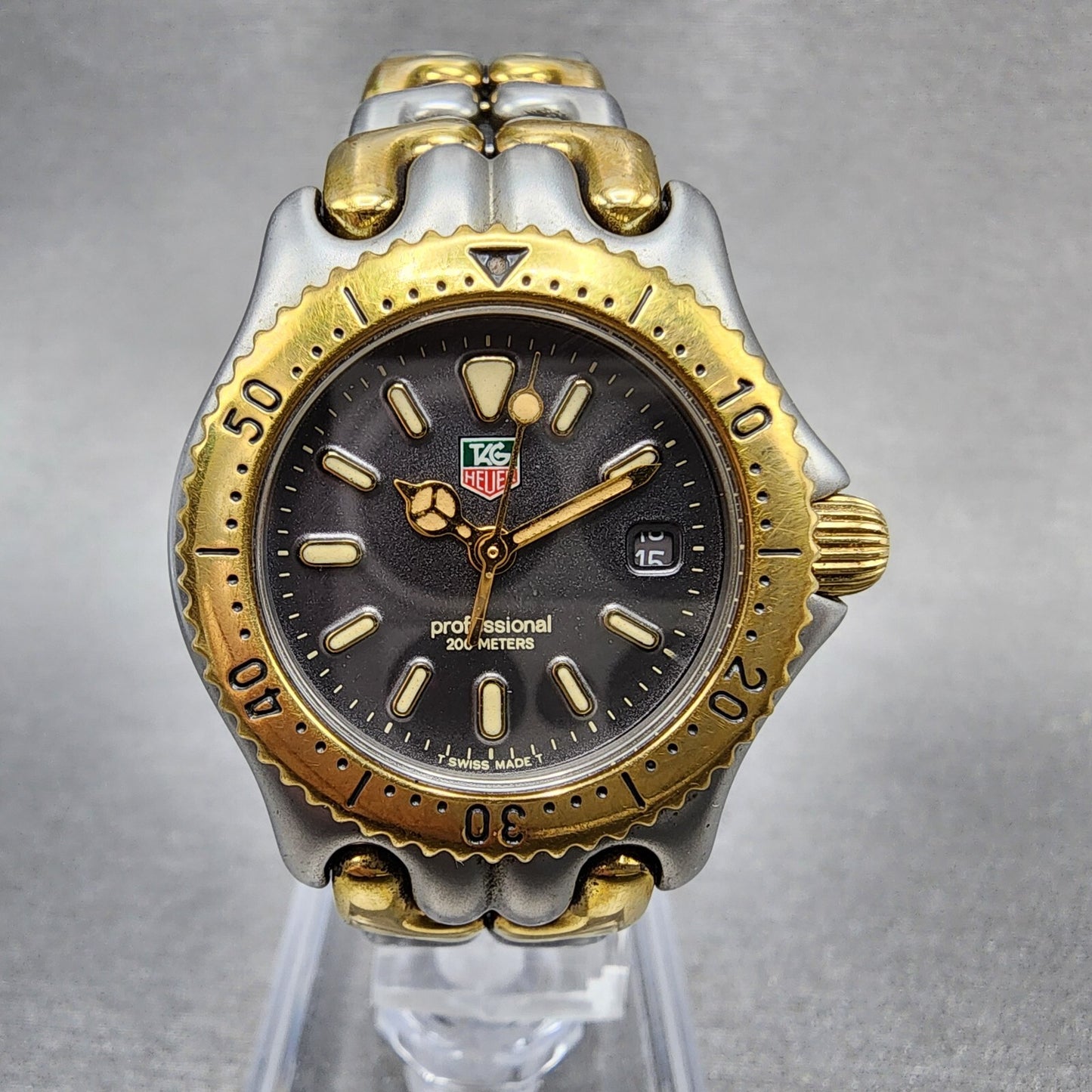 TAG Heuer Professional Watch Women 29mm Black Dial Two Tone Date S95215 New Bat1