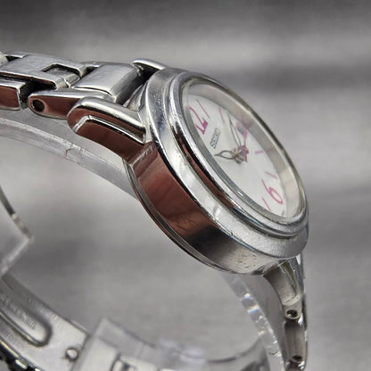 Seiko Watch Women 24mm White Dial Silver Tone Date Round 7N82-0GN0 New Battery3