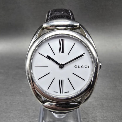 Gucci Horsebit Watch Women 30mm White Dial Steel 140.5 Round New Battery0