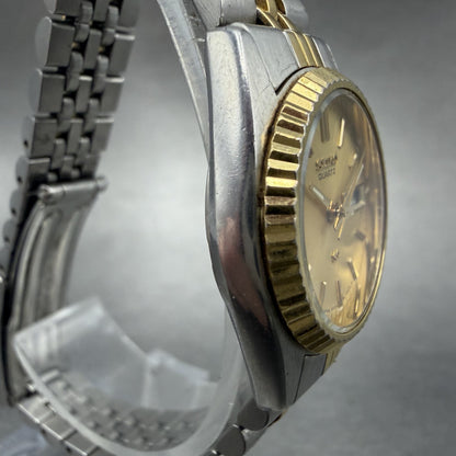 Seiko SQ Watch Women 24mm Gold Dial Two Tone Daydate 24mm Round New Battery ID43