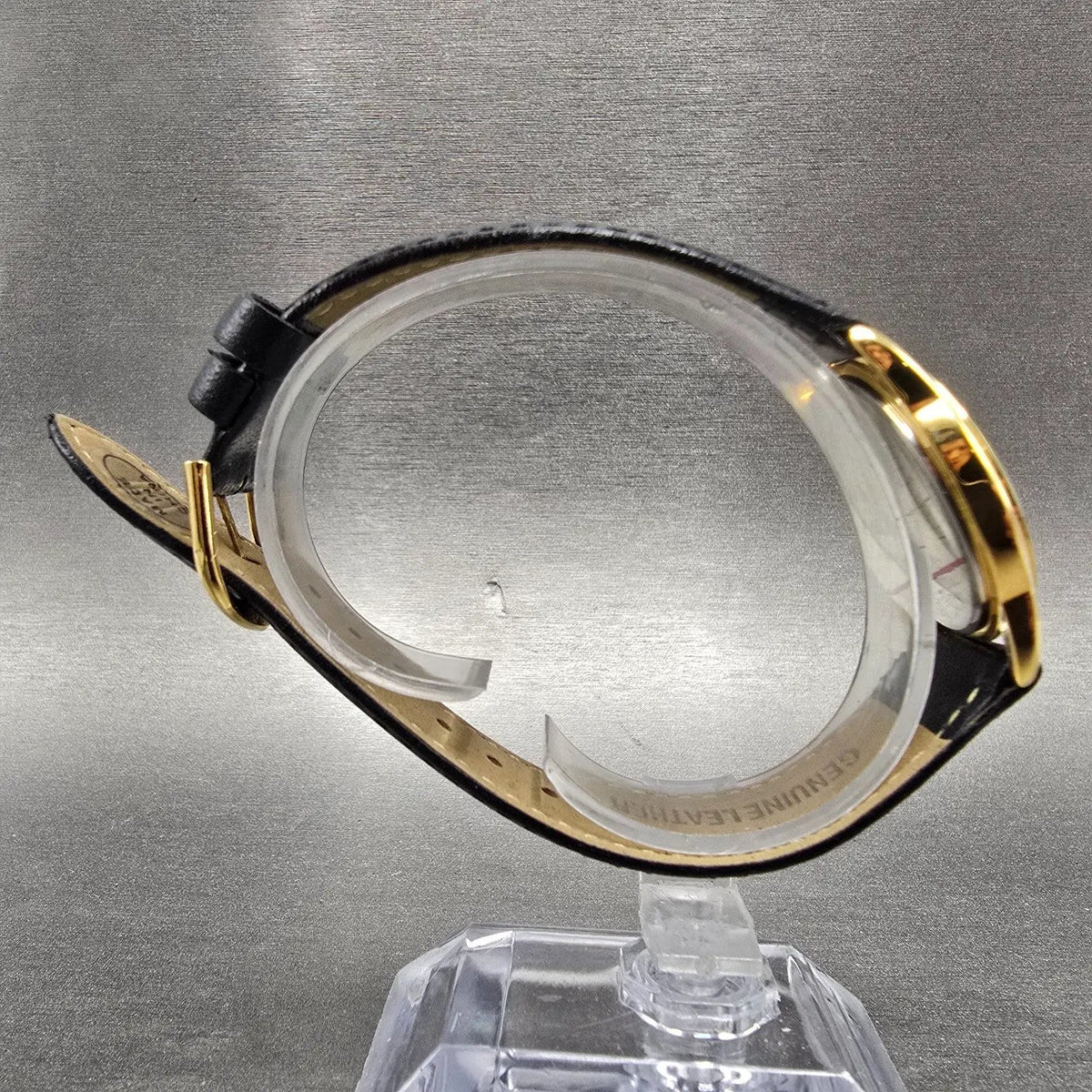 Tourneau Watch Women 30mm Gold Dial Gold Pegasus Round Leather New Battery8