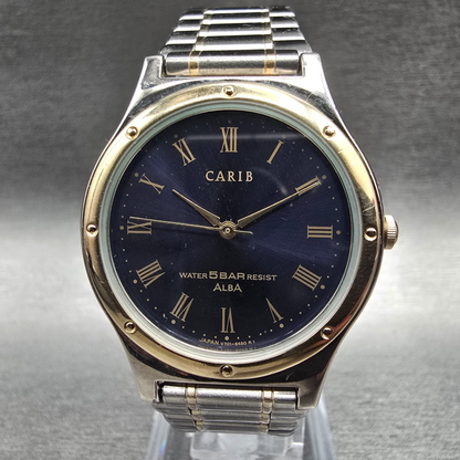 Alba Carib Watch Men 31mm Blue Dial Two Tone Round V701-637A New Battery0