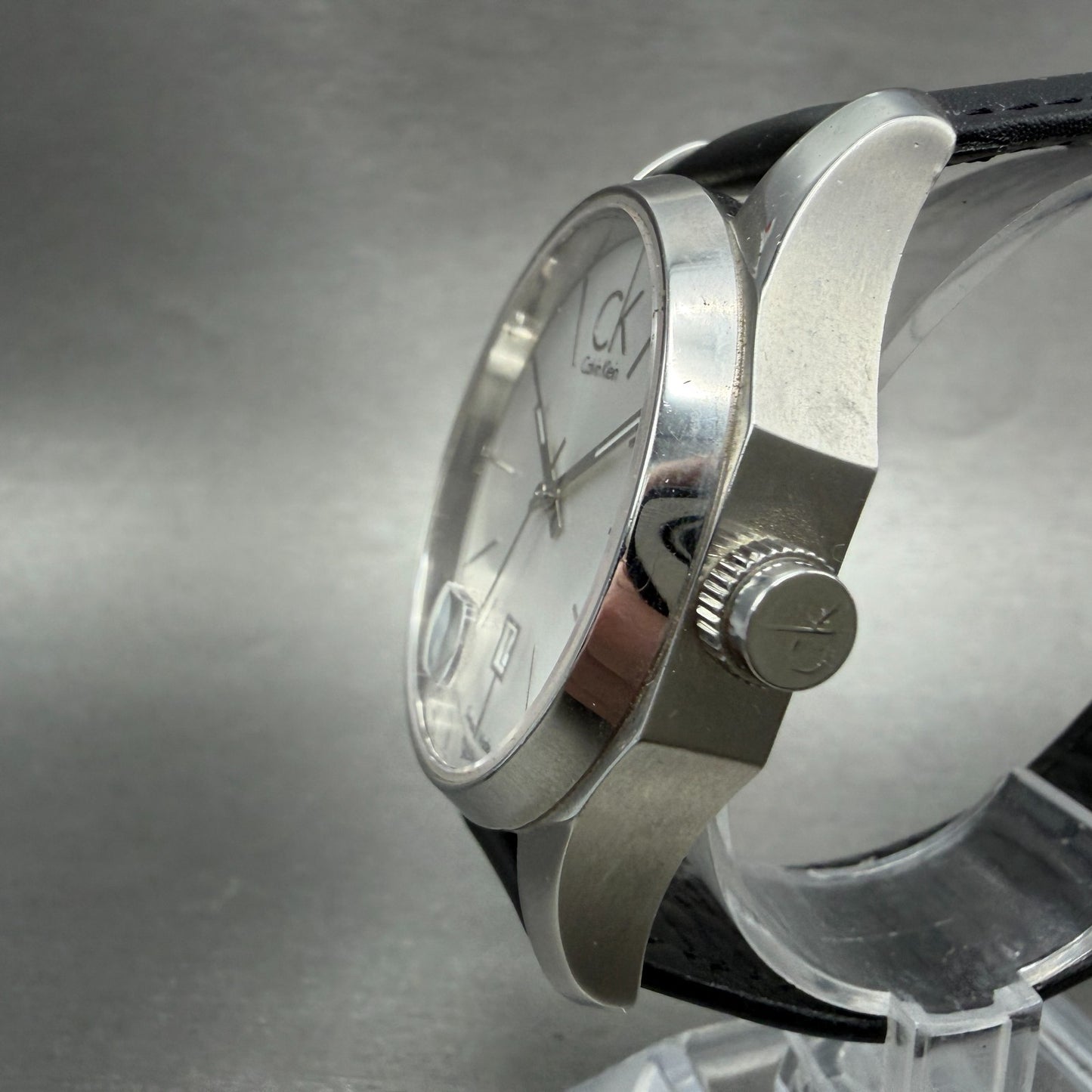 Calvin Klein Watch Men 42mm Silver Dial Steel Date Round K77411 New Battery2