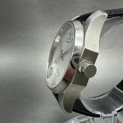 Calvin Klein Watch Men 42mm Silver Dial Steel Date Round K77411 New Battery2