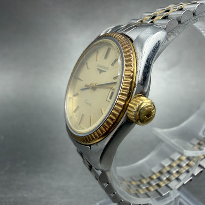 Longines Watch Women 26mm Champagne Dial Two Tone Date 152 1645 PARTS VTG3
