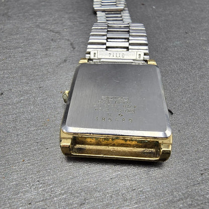 Seiko Tank Watch Men 25mm Champagne Dial Gold Tone Rectangle 6530-5420 PARTS VTG10