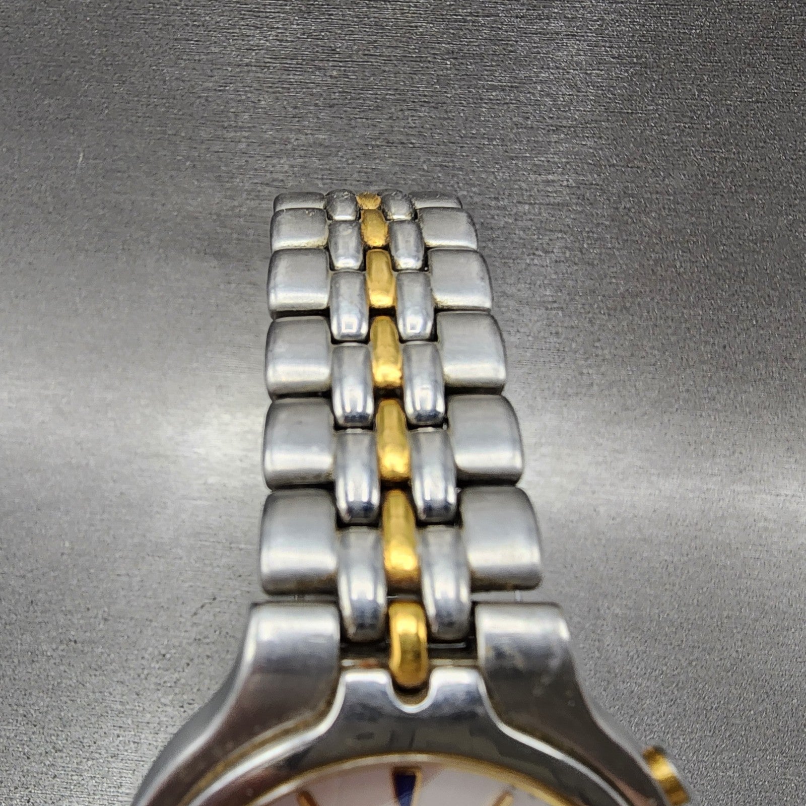 Seiko Kinetic Watch Men 37mm Silver Dial Two Tone Date 5m42-0A69 New Capacitor4