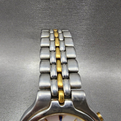 Seiko Kinetic Watch Men 37mm Silver Dial Two Tone Date 5m42-0A69 New Capacitor4