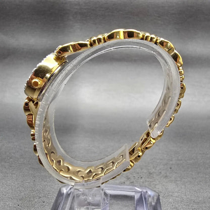 Bulova Watch Women 19mm White Dial Gold Tone Diamond Round 98R38 New Battery6