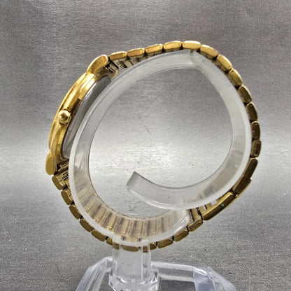 Seiko SX Watch Men Champagne Dial Gold Tone Round V701-1S50 PARTS Vintage11